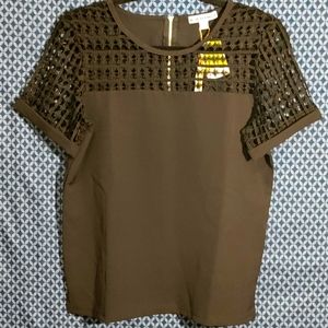 Moral Fiber - Short sleeve black top with diamond chest cutouts. Size- M